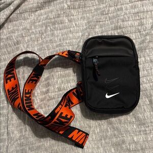 Nike Black and Orange Belt Bag Compact Design